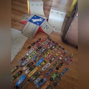 Vintage Tech Deck Fingerboard Skate Ramp, Half Pipes and Skateboards